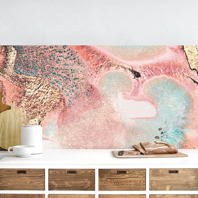 decoraçao para parede de cozinha Golden Watercolour Rosé