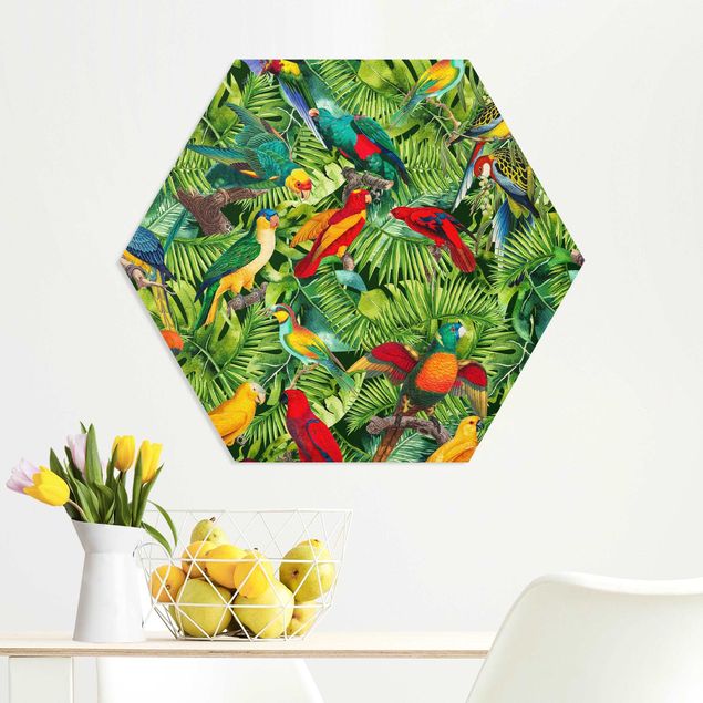 decoraçao cozinha Colorful Collage - Parrot In The Jungle