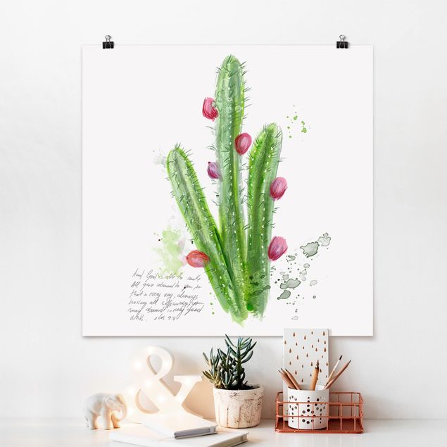 Posters flores Cactus With Bibel Verse II