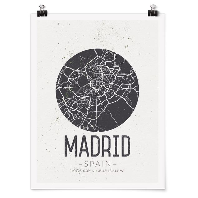 Posters frases Madrid City Map - Retro
