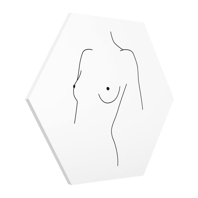Quadros famosos Line Art Nude Bust Woman Black And White