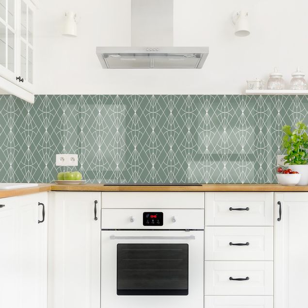 revestimento para cozinha Art Deco Diamond Pattern In Front Of Green XXL