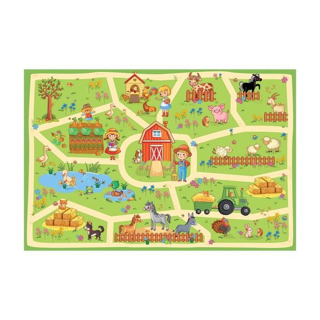 tapetes coloridos para sala Playoom Mat Farm - Let´s Go Around