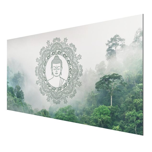 Quadros montanhas Buddha Mandala In Fog