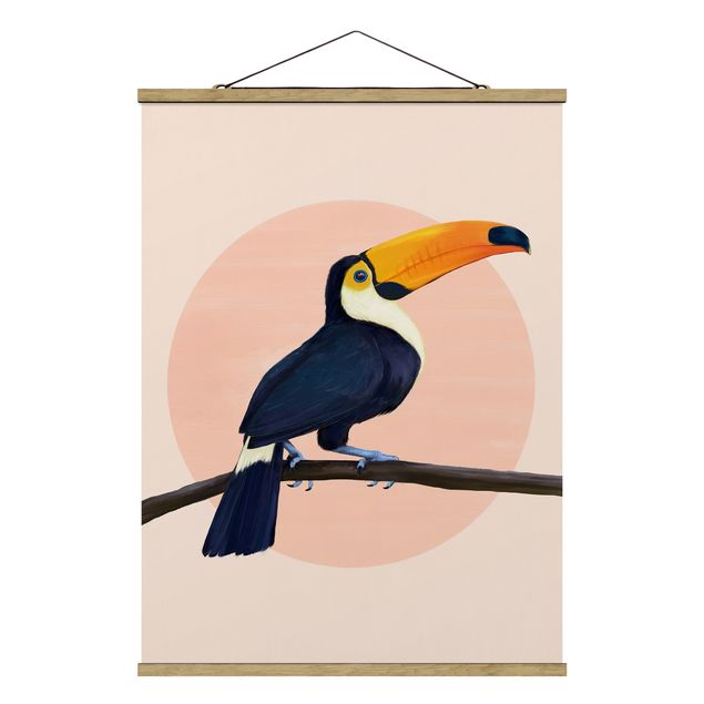 quadro animais quarto bebé Illustration Bird Toucan Painting Pastel