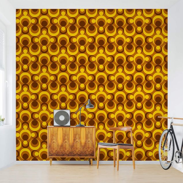 Papel de parede padrões 70s Wallpaper Circle Design