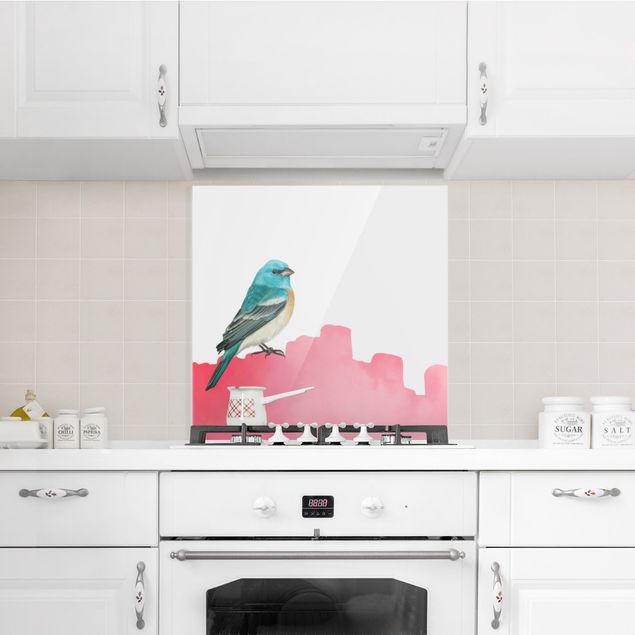 painéis antisalpicos Bird On Pink Backdrop