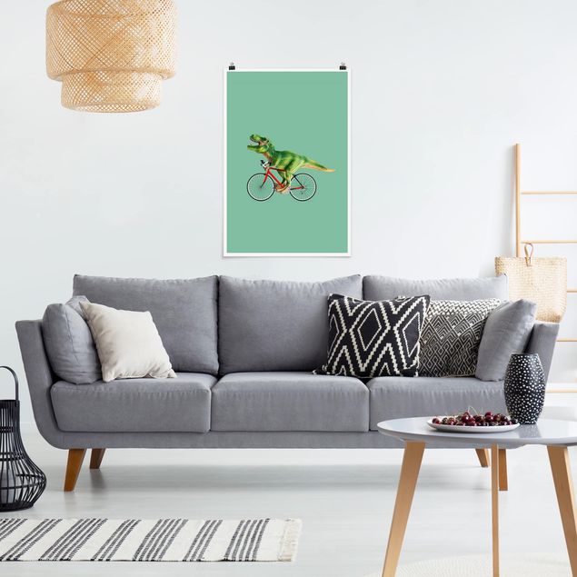Posters quadros famosos Dinosaur With Bicycle