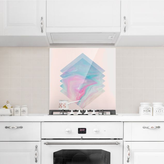 Painel antisalpicos Pink Water Marble