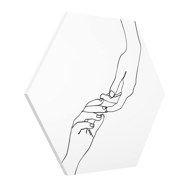 Quadros românticos Line Art Hands Touching Black And White