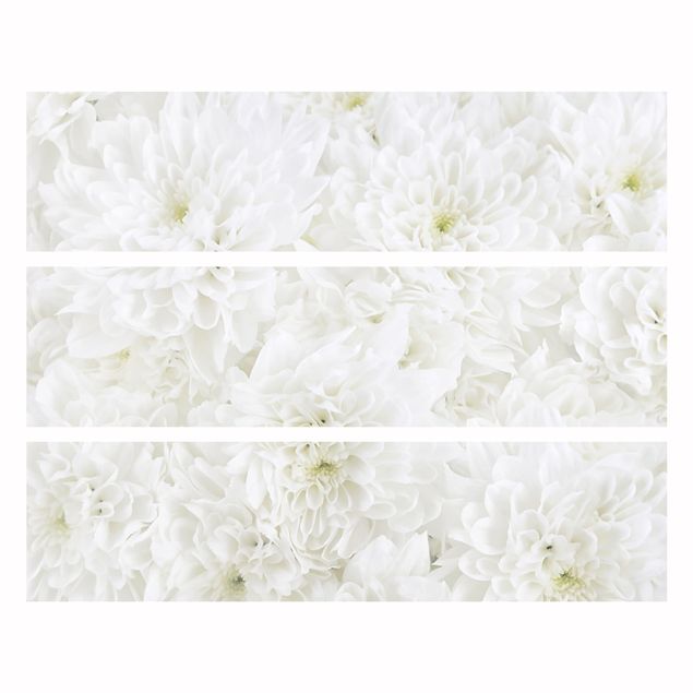 Papel autocolante para móveis Cómoda Malm Dahlias Sea Of Flowers White