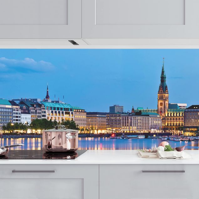 decoraçao para parede de cozinha Hamburg Skyline