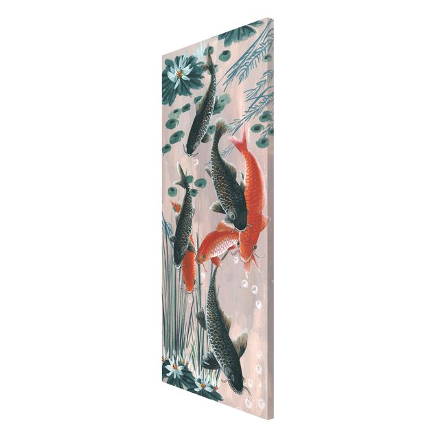 Quadros magnéticos flores Asian Painting Koi In Pond II