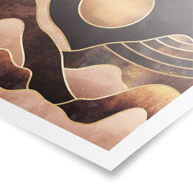 Posters abstratos Golden Sun Abstract Mountains