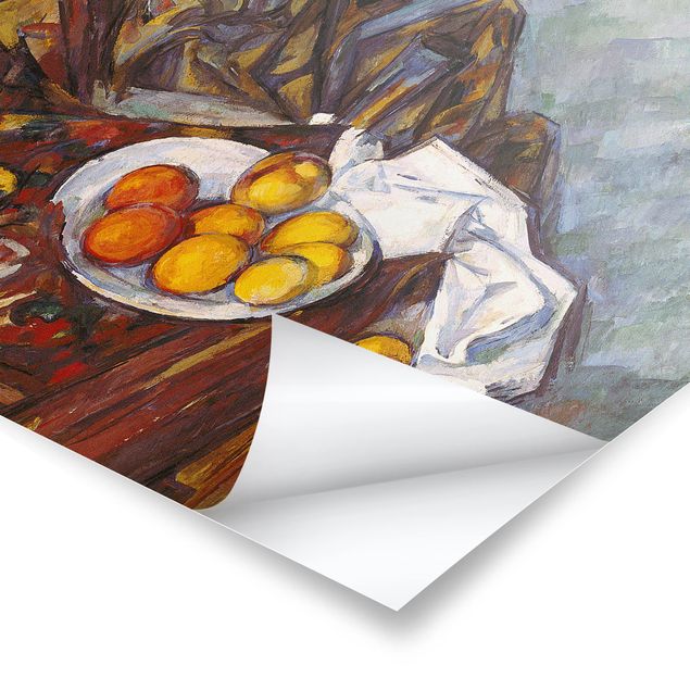 Quadros natureza-morta Paul Cézanne - Still Life, Flower Curtain, And Fruits