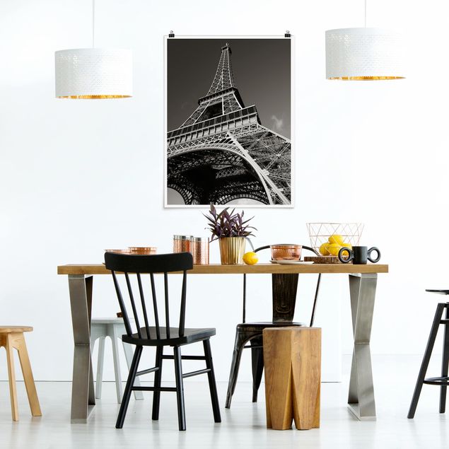 poster preto e branco Eiffel tower