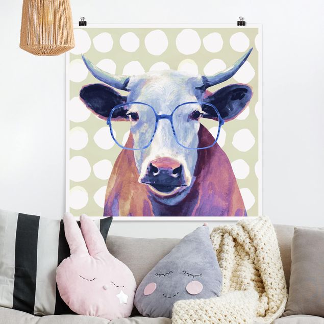 Posters animais Animals With Glasses - Cow