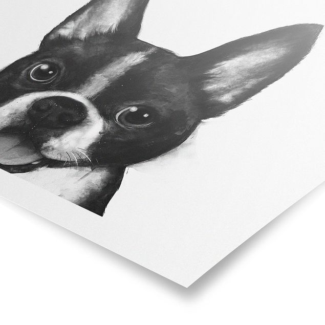 Posters animais Illustration Dog Boston Black And White Painting