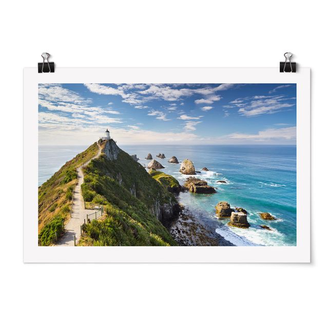 Quadros praia Nugget Point Lighthouse And Sea New Zealand