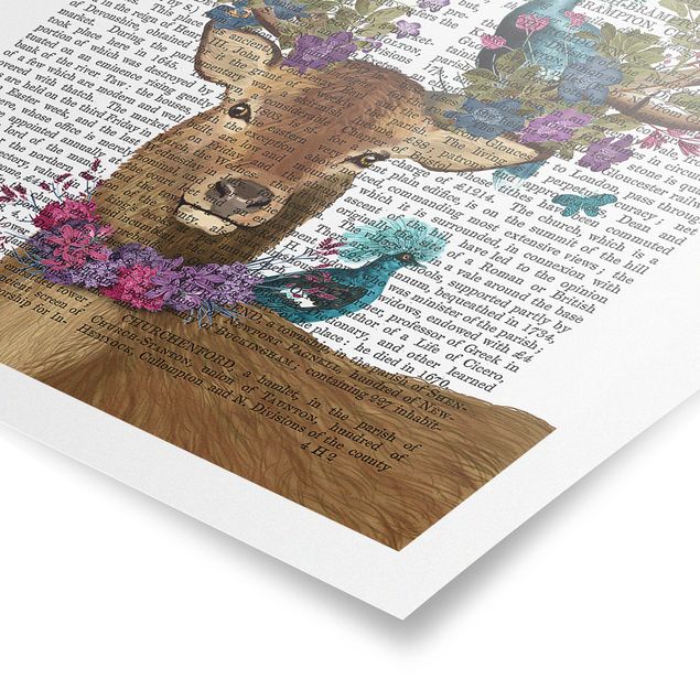 Posters animais Fowler - Deer With Pigeons