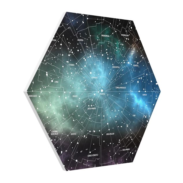 quadros decorativos para sala modernos Stellar Constellation Map Galactic Nebula