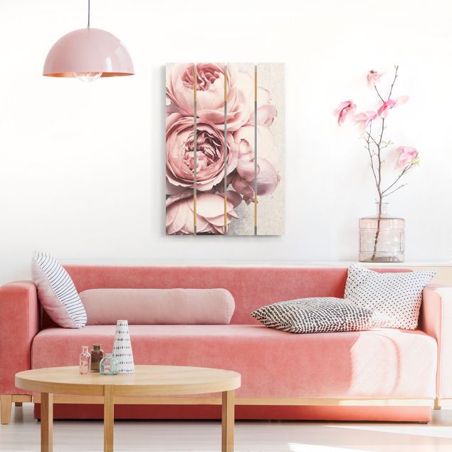 Quadros decorativos Light Pink Peony Flowers Shabby Pastel
