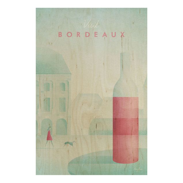 Quadros em madeira vintage Travel Poster - Bordeaux