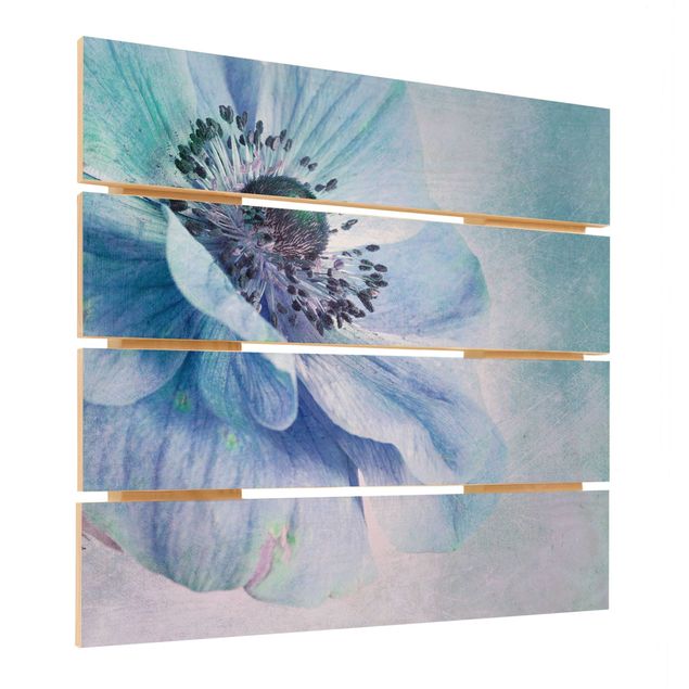 Quadros em madeira Flower In Turquoise