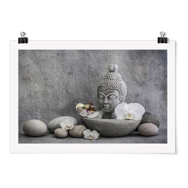 Quadros famosos Zen Buddha, Orchid And Stone