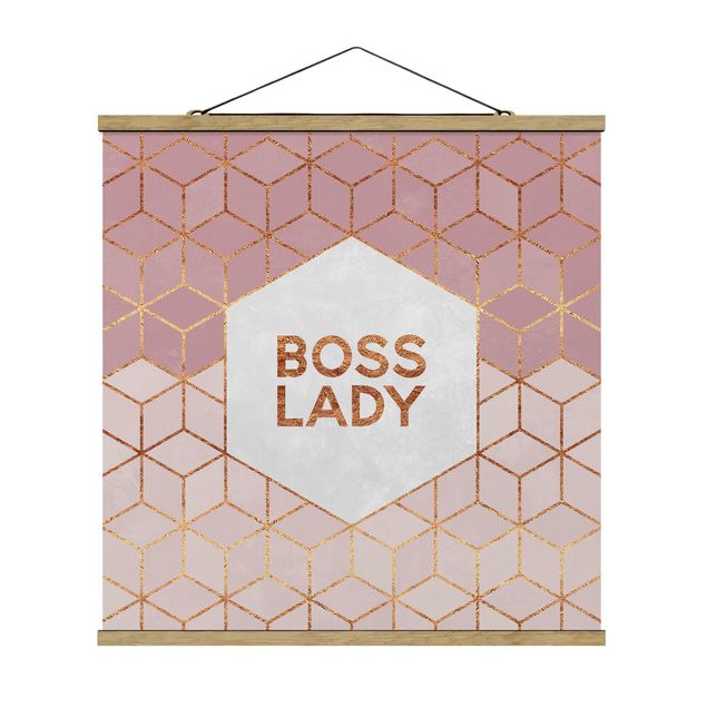 Quadros com frases Boss Lady Hexagons Pink