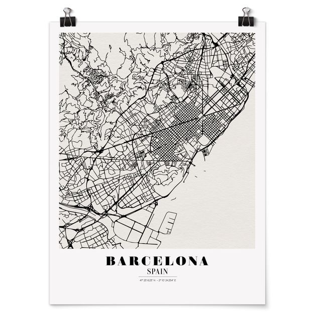 Posters frases Barcelona City Map - Classic