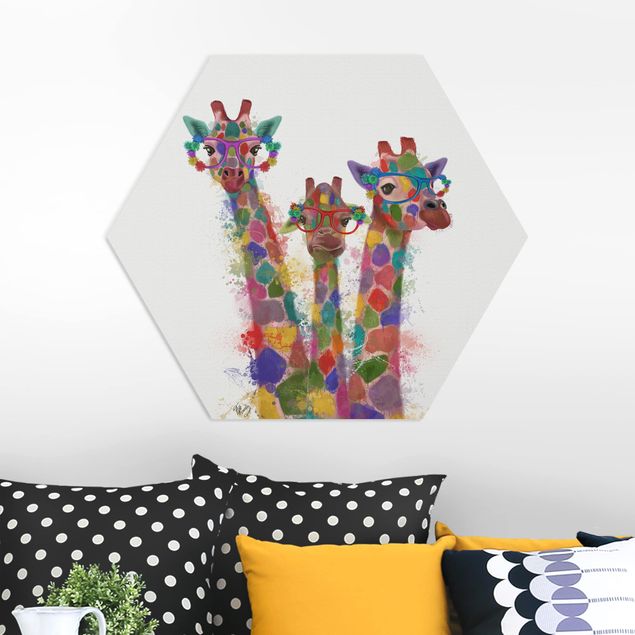 decoração quarto bebé Rainbow Splash Giraffe Trio