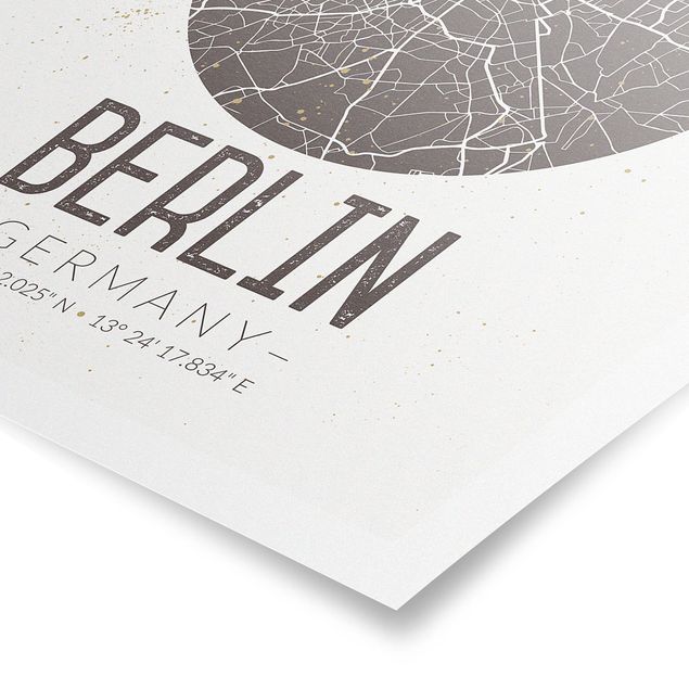 Posters cidades e paisagens urbanas City Map Berlin - Retro