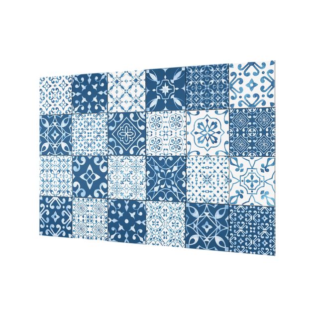 Painel anti-salpicos de cozinha Tile Pattern Mix Blue White