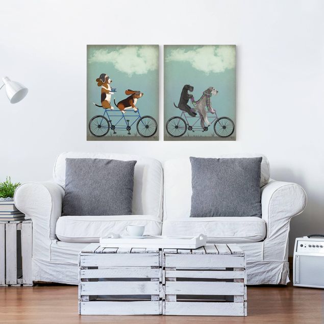 decoração quarto bebé Cycling - Bassets And Schnauzer Tandem Set II