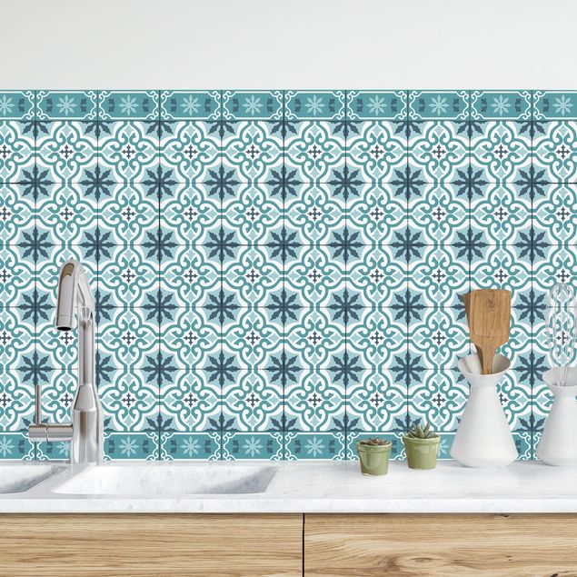 decoraçao cozinha Geometrical Tile Mix Cross Turquoise