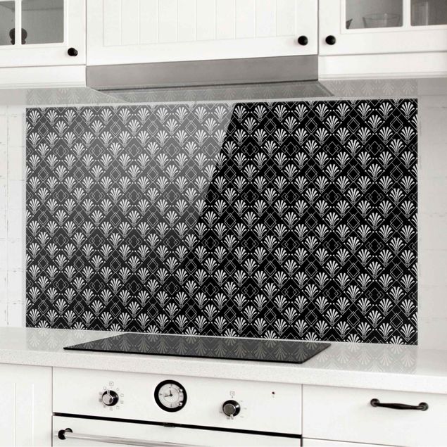 decoraçao para parede de cozinha Glitter Look With Art Deko Pattern On Black