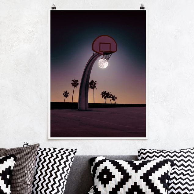 decoraçao para parede de cozinha Basketball With Moon