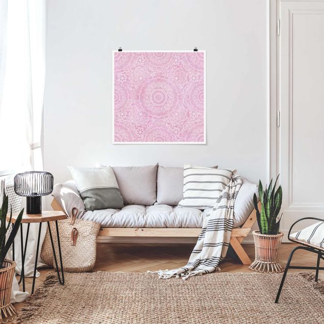 Posters quadros famosos Pattern Mandala Light Pink