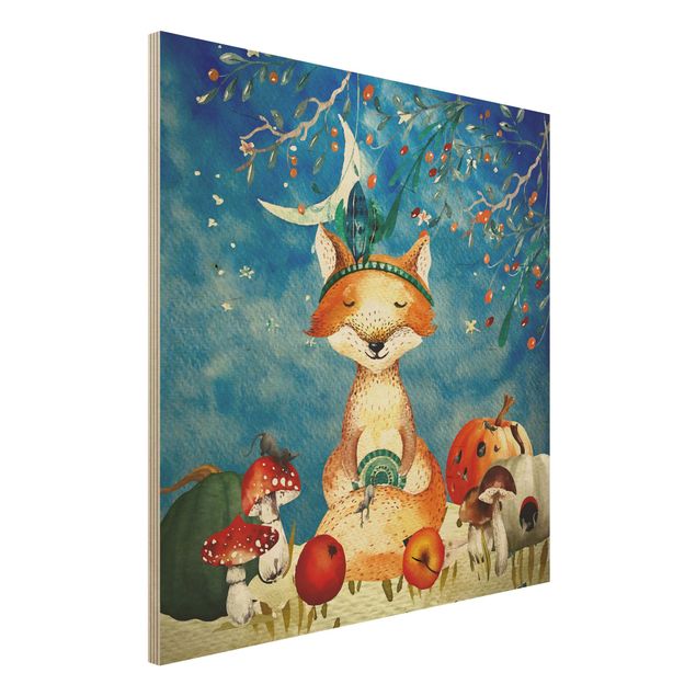 decoração para quartos infantis Watercolour Fox In Moonlight