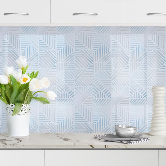 decoraçao para parede de cozinha Line Pattern Colour Gradient In Blue II