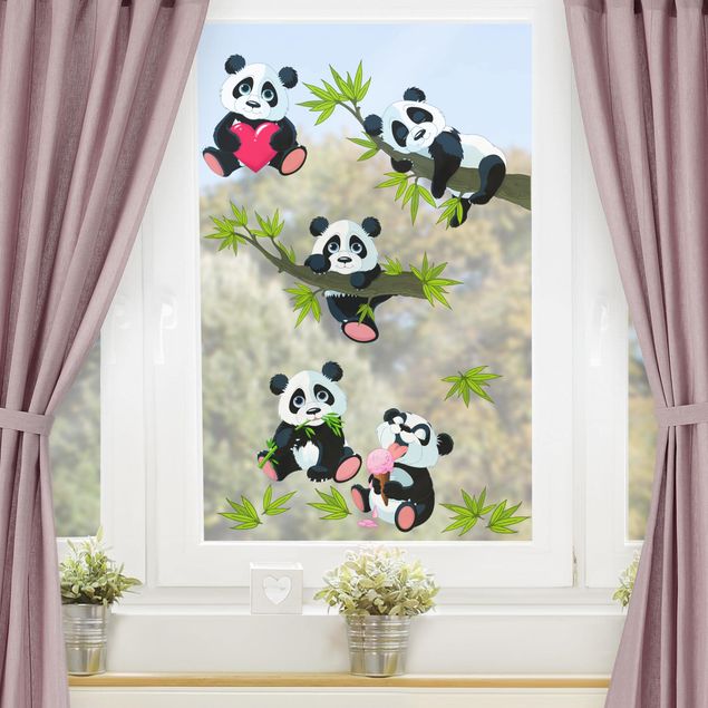 Autocolantes para vidros flores Panda Bear Set Heart