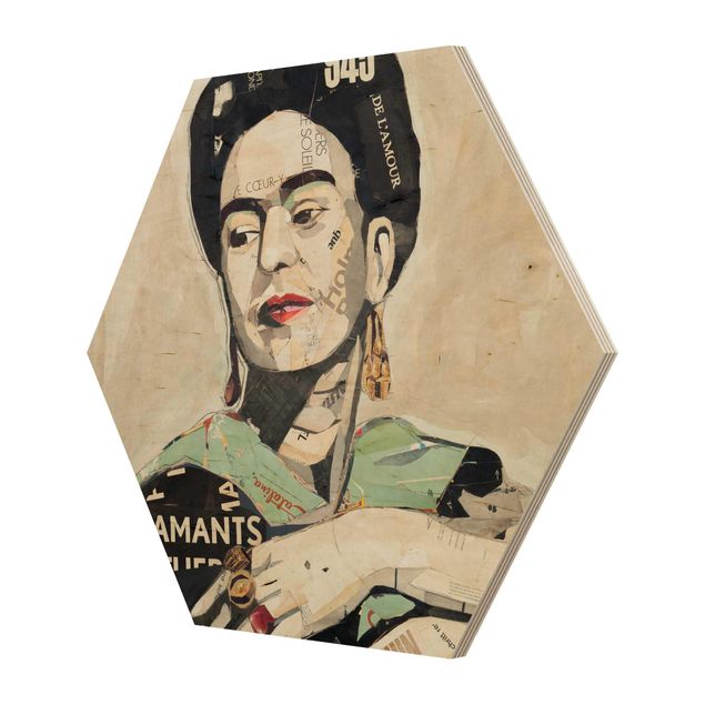 Quadros hexagonais Frida Kahlo - Collage No.4