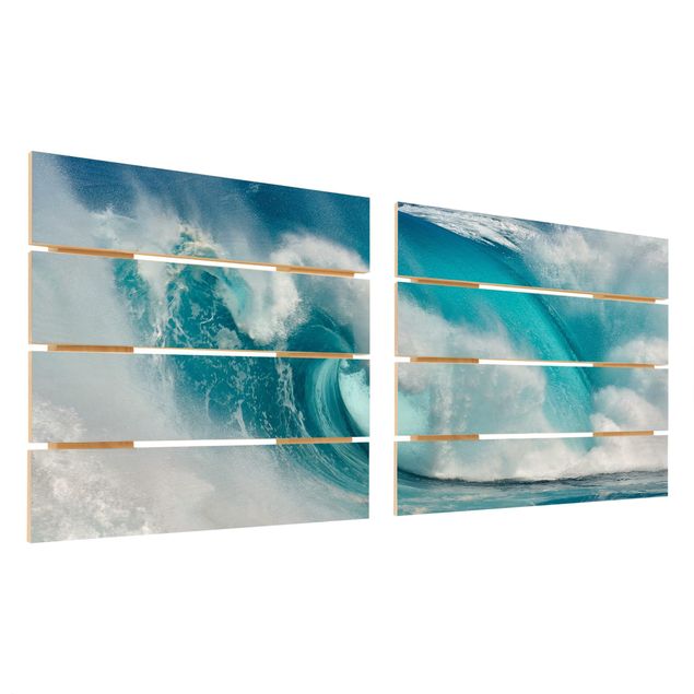 quadros em madeira para decoração Raging Waves