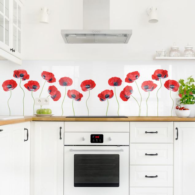 Backsplash de cozinha flores Ladybug Poppies II