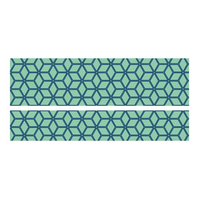 Papel autocolante para móveis Cama Malm IKEA Cube pattern Green