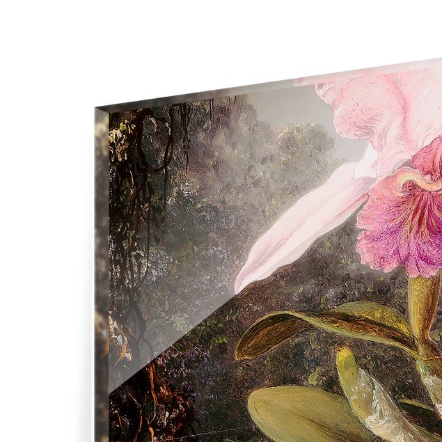 Painel anti-salpicos de cozinha Martin Johnson Heade - Orchid And Three Hummingbirds