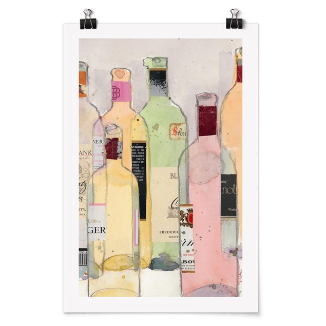 posters decorativos Wine Bottles In Watercolour I