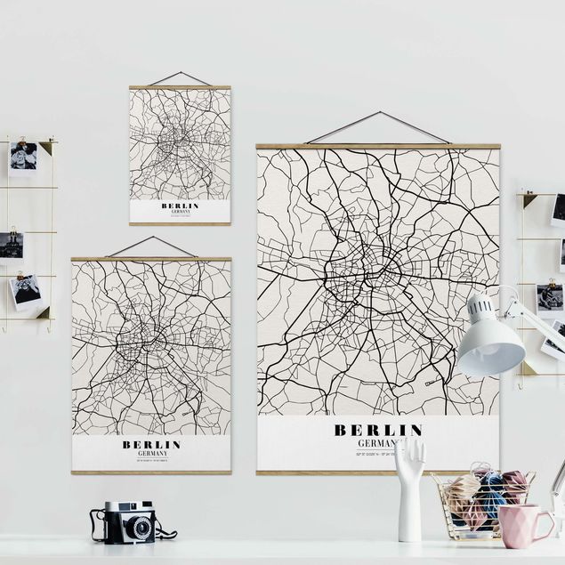 Quadros preto e branco Berlin City Map - Classic