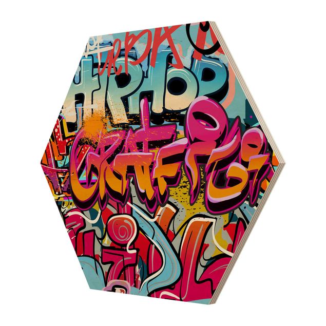 Quadros hexagonais Hip Hop Graffiti